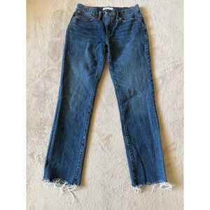 SOLD‎ OUT Madewell Tomboy Straight Jeans Frayed Hem Dark Wash Denim Size 26